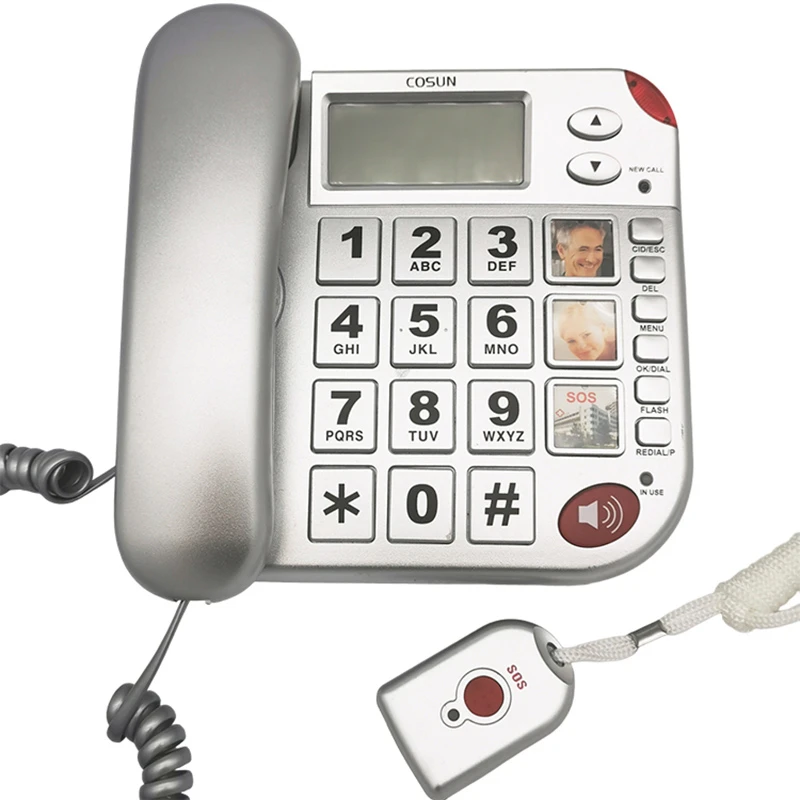 Teléfono con cable con SOS para personas mayores